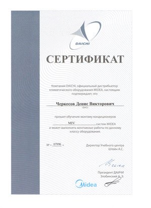Сертификат обучения Даичи