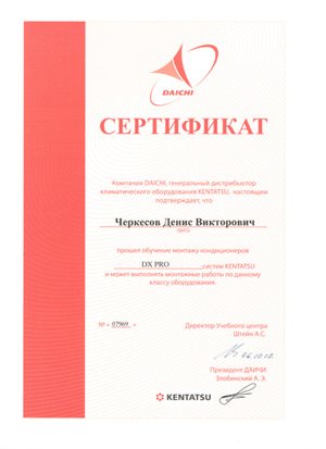Сертификат обучения Даичи