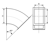 Отвод прямоугольный 45 (полуотвод)